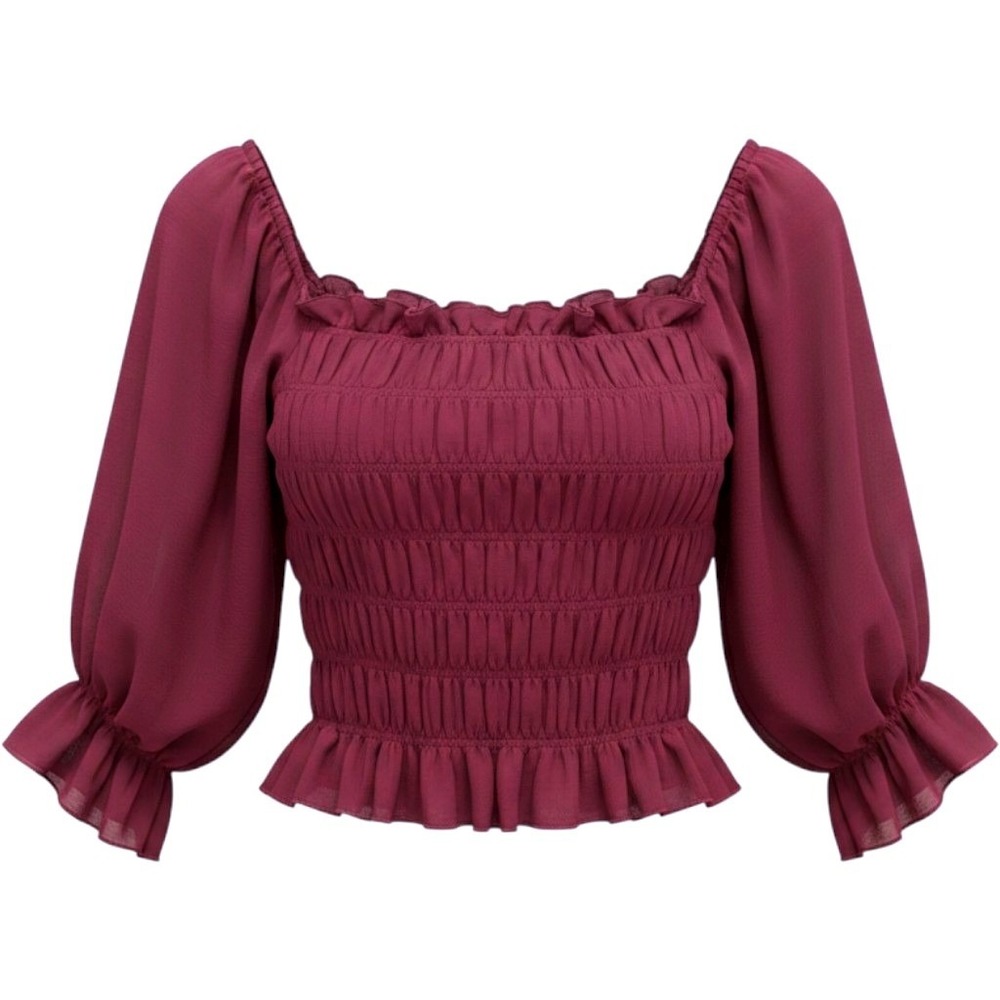 Urban Outfitters Boho Crop Top Fairy Grunge Purple Ruffle Balloon Slv Womens‎ XS